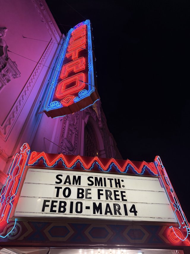 Vintage Art Deco Theater Marquee at Night