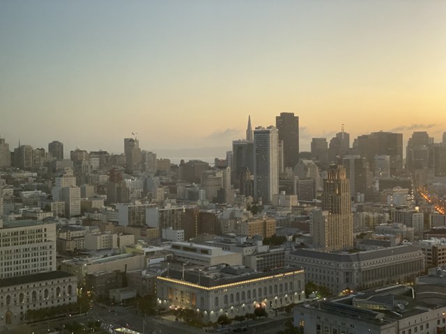 Sunset View of the San Francisco Skyline from Above