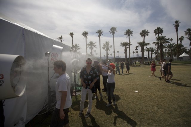 Michael Pitt Sprays the Crowd at Coachella