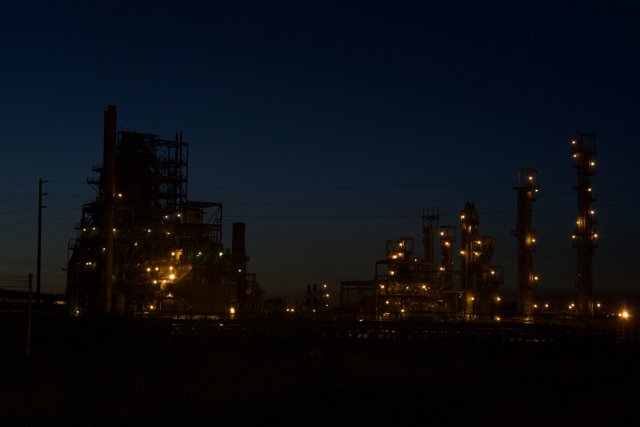 Illuminated Refinery Tower