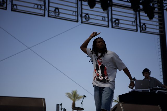 Dreadlocked Man Performs at Coachella Music Festival
