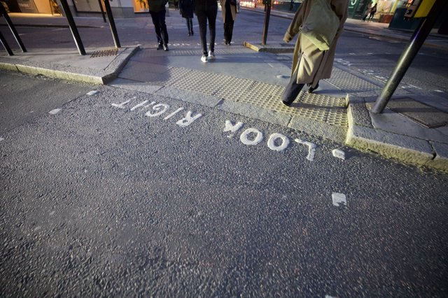 Look Right Pedestrian Warning on London Street