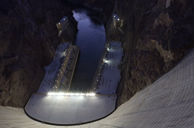 Lights on the Hoover Dam
