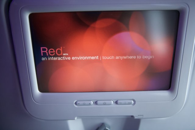 Red Screen Headrest Monitor for In-Flight Entertainment