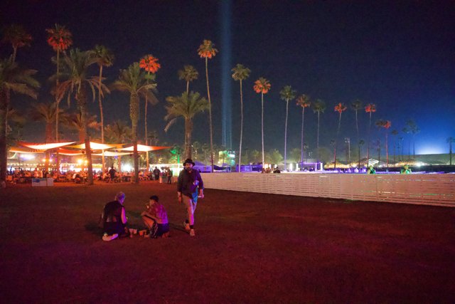 Night Vibes at Coachella 2024: Palm Trees and Festival Lights
