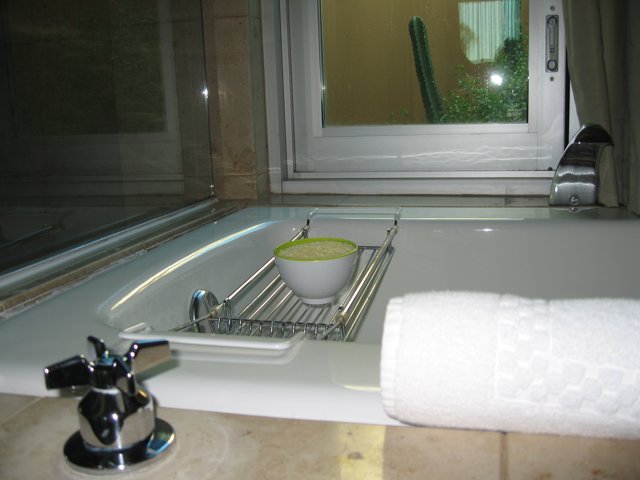 Serene Soak in a White Bathtub