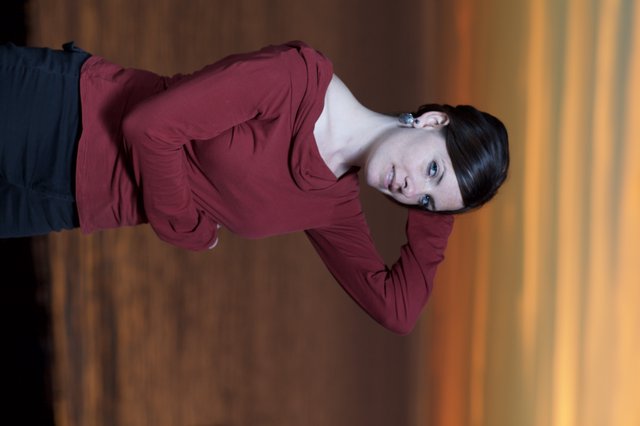 Woman in Red at Golden Hour Sunset