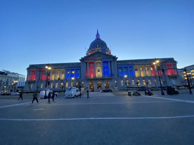City Hall Shines in Red, White, and Blue