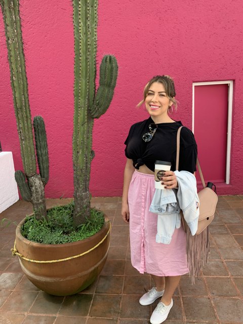 Pretty in Pink next to a Cactus