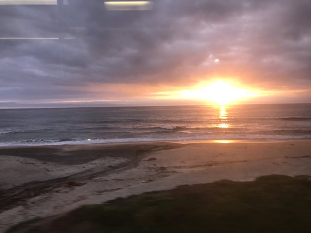 Train Ride into a Glowing Sunset