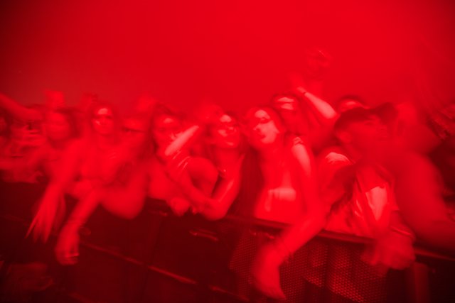 Red Lights and Revelers at Coachella Concert