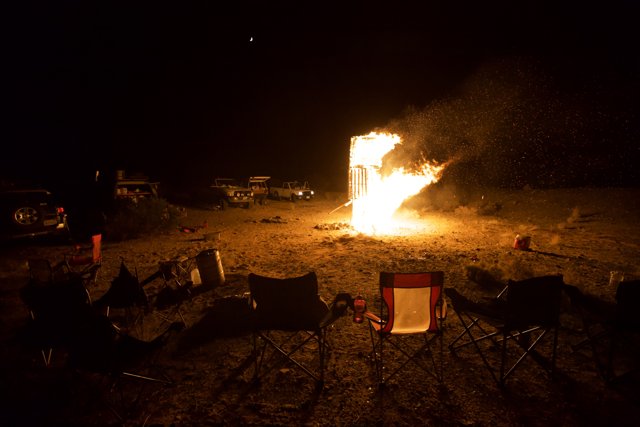 Desert Bonfire under the Night Sky