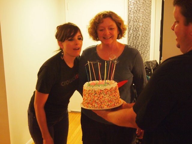 Birthday Cake Candle Blowing Celebration Indoors