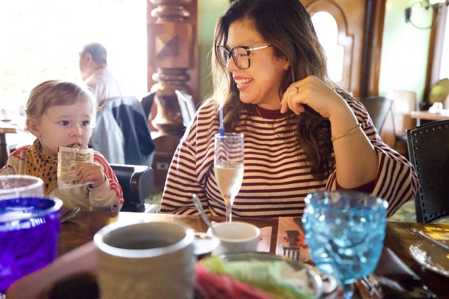 Mother and Child Dining at Madonna Inn