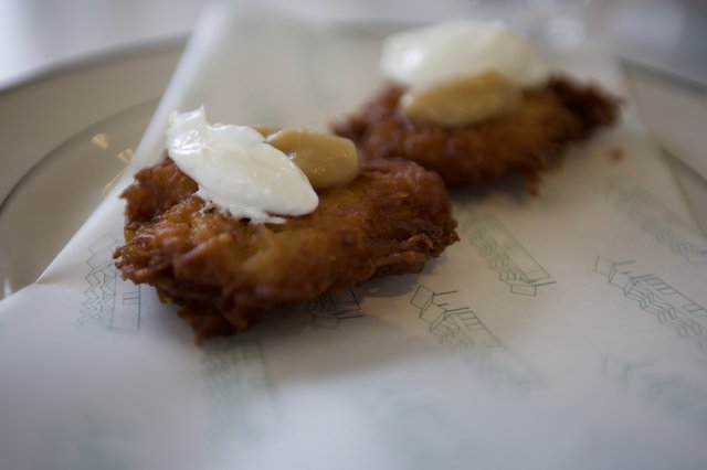 Potato Latkes with Sour Cream and Applesauce