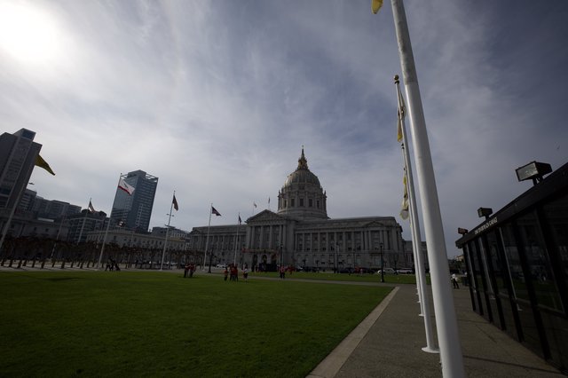 San Francisco City Hall Under Dramatic Cloudy Skies