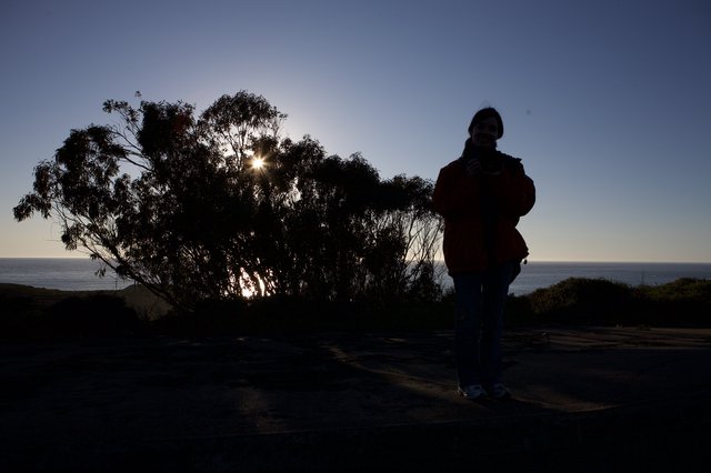 Silhouette at Sunset Over the Pacific Coast