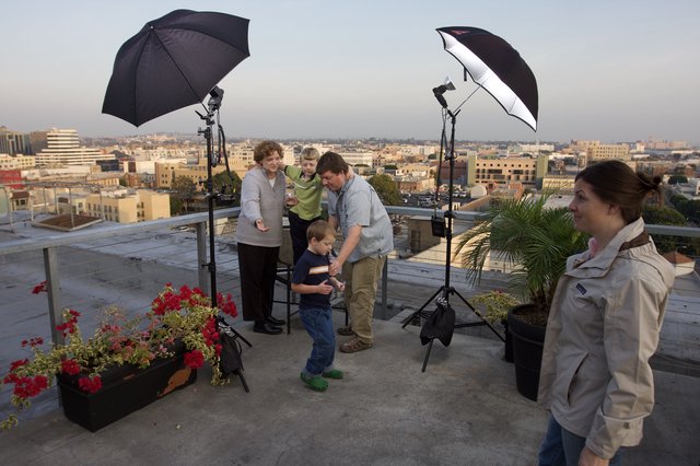 Rooftop Family Portrait Session at Dusk
