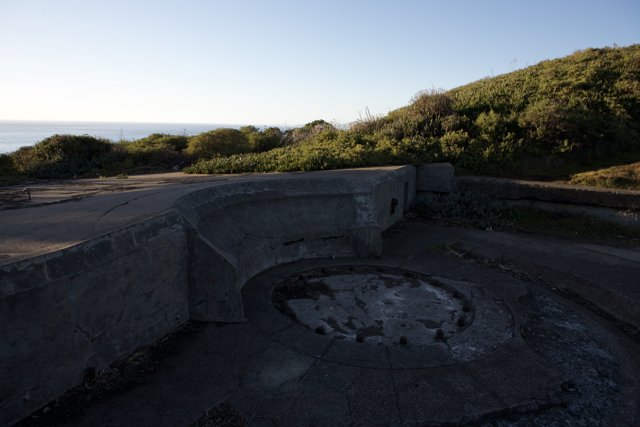 Concrete Bunker with Fire Pit on Hillside