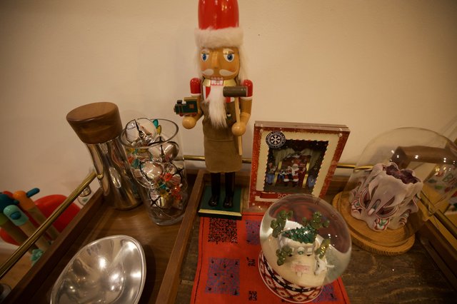 Festive Holiday Decorations Display with Traditional Nutcracker