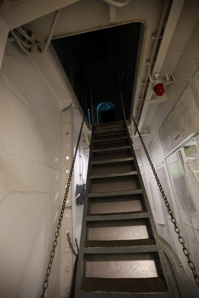 Steep Metal Stairway Aboard Historic USS Hornet