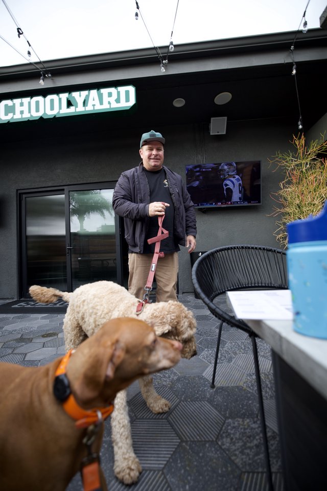 Dog-Friendly Patio Gathering at Schoolyard Bar