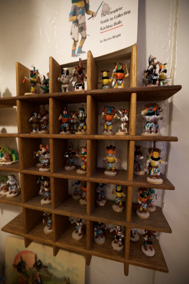 Collection of Traditional Kachina Dolls Display Shelf