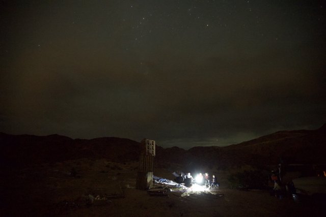 Night Bonfire in the Desert