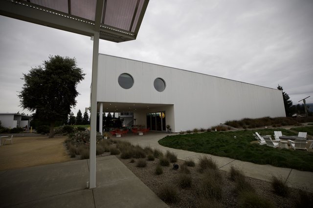 Modern Winery Architecture on Overcast Afternoon