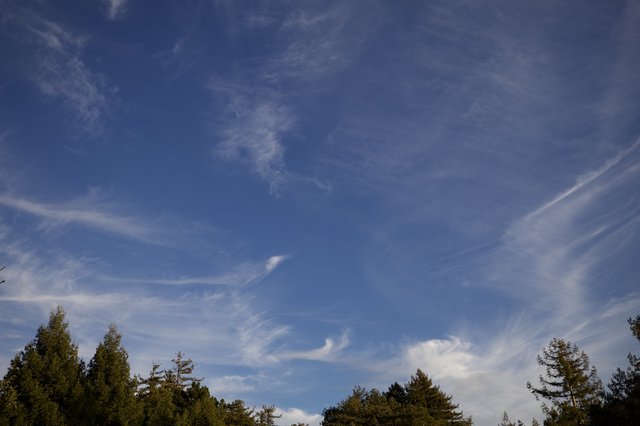 Wispy Cirrus Clouds Dance Across Blue Sky