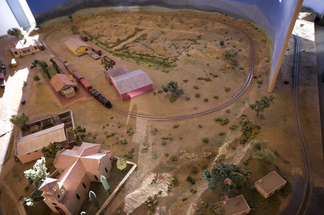 Miniature Model Railway Layout with Desert Landscape