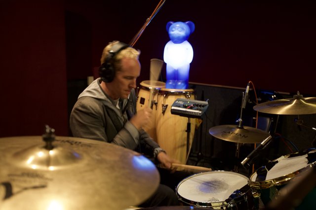 Josh Freese rocks the drums in the studio
