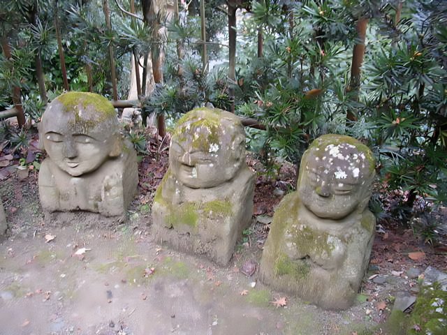 Stone Statues of Faces in Kyoto Temple