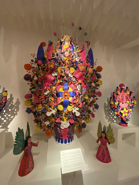 Vibrant Handmade Flower Sculptures on Display