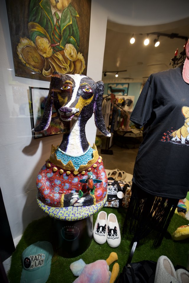 Colorful Folk Art Sculpture in Gallery Display