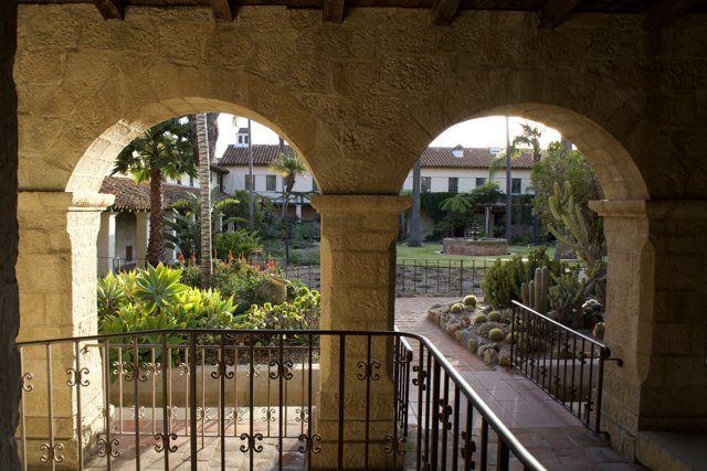 The Serene Courtyard of Santa Barbara Mission