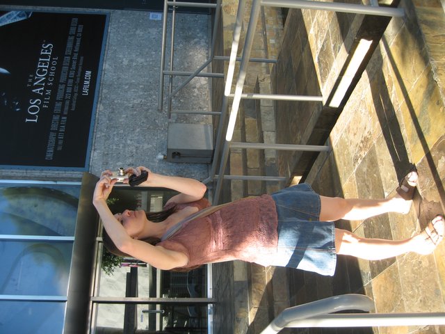 Tourist Photographing the Los Angeles Film School