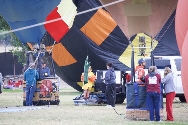 Ground Crew Prepares Hot Air Balloons for Launch