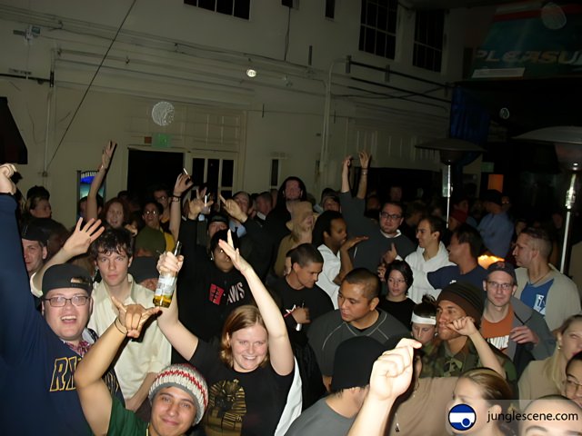 Partygoers with Hands Up