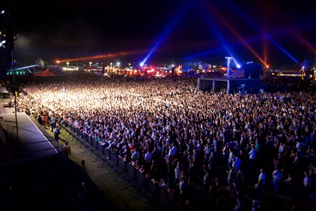 Spotlight on the Crowd at Coachella Music Festival