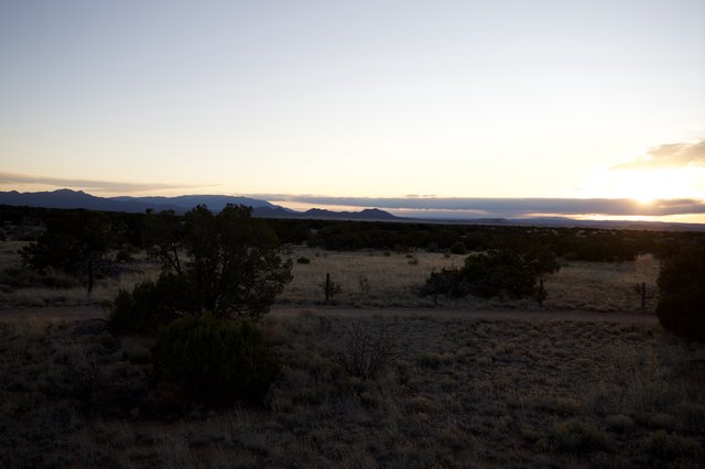 Desert Sunset Over Distant Mountains in New Mexico