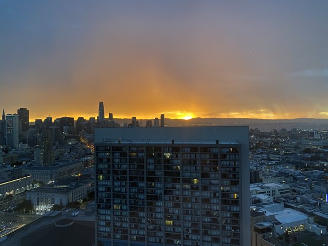 Golden Sunset over San Francisco Skyline