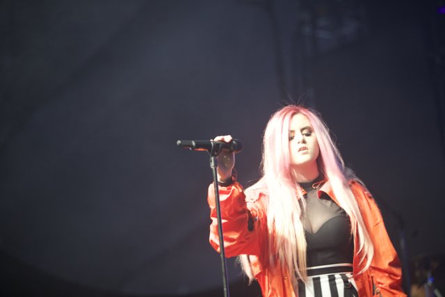 Pink-haired Singer Shines on Stage