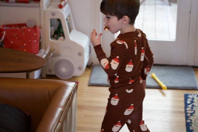 Christmas Morning Joy in Santa Pajamas