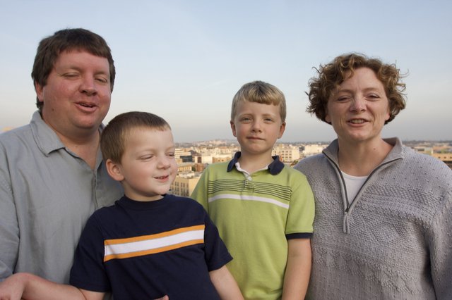 Family Portrait on Rooftop at Dusk
