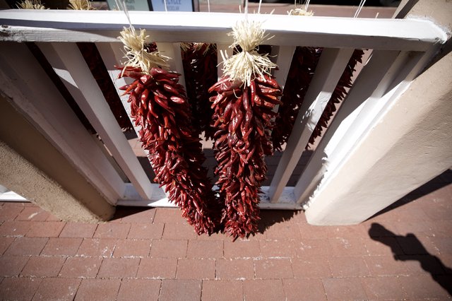 Traditional Chile Ristras Hanging in Santa Fe