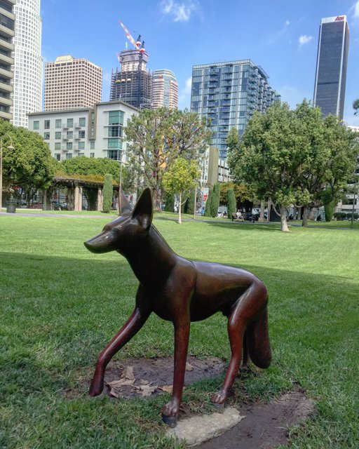 Urban canine statue