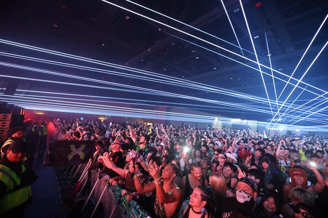 Laser Light Show Electrifies Massive EDM Festival Crowd