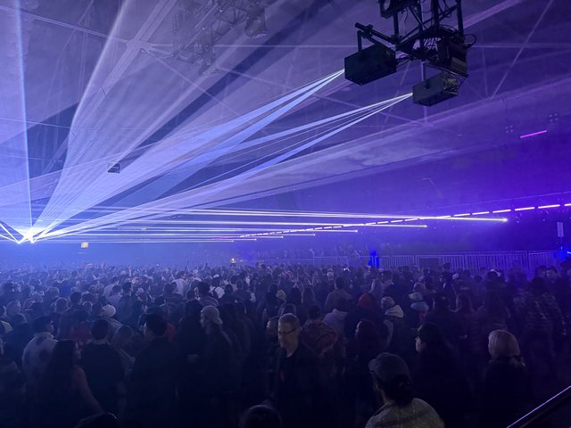Intense Laser Light Show at Electronic Music Concert