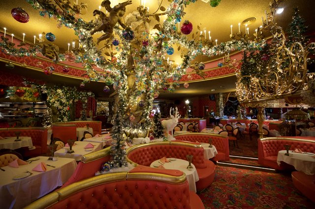 Lavish Madonna Inn Dining Room Christmas Decoration Display